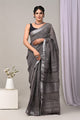 Hand Block Printed Linen Saree With Unstitched Blouse CMSRE08PR0181
