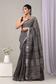 Hand Block Printed Linen Saree With Unstitched Blouse CMSRE08PR0181