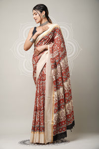 Premium Block Printed Pure Assam Silk Saree