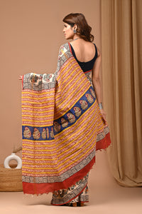 Traditional Hand Block Printed Assam Silk Saree