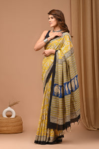 Traditional Hand Block Printed Assam Silk Saree