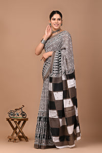 Printed Pure Cotton Mulmul Saree With Blouse