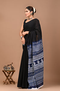 Printed Pure Cotton Mulmul Saree With Blouse