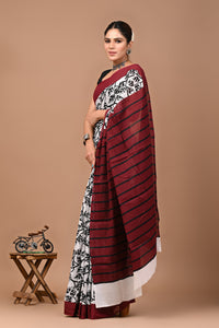 Printed Pure Cotton Mulmul Saree With Blouse