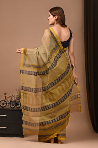 Crafts Moda Exclusive Block Printed Kota Doria Saree With Blouse