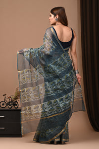 Jaipuri Block Printed Kota Doria Saree With Blouse