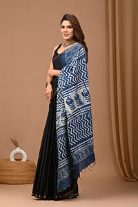 Crafted Exclusive Block Printed Assam Silk Saree