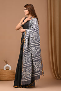 Crafted Exclusive Block Printed Assam Silk Saree