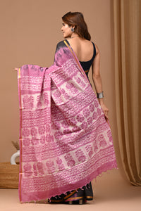 Crafted Exclusive Block Printed Assam Silk Saree