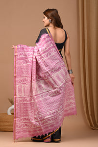 Jaipuri Traditional Block Printed Assam Silk Saree