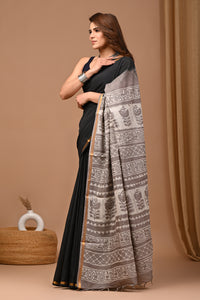 Crafted Exclusive Block Printed Assam Silk Saree