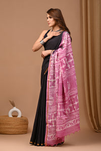 Crafted Exclusive Block Printed Assam Silk Saree