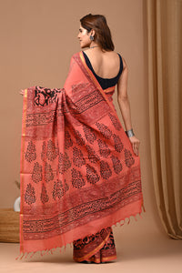 Jaipuri Traditional Block Printed Assam Silk Saree