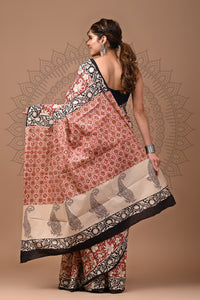 Crafts Moda Traditional Bagru Printed Cotton Saree With Blouse