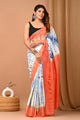 Hand Block Printed Pure Assam Silk Saree CMSRE05SV0199