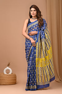 Crafts Moda Exclusive Block Printed Assam Silk Saree