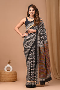 Crafts Moda Exclusive Block Printed Assam Silk Saree