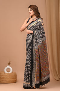 Crafts Moda Exclusive Block Printed Assam Silk Saree