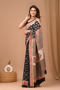 Crafts Moda Exclusive Block Printed Assam Silk Saree