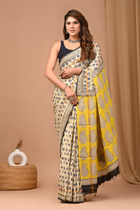 Crafts Moda Exclusive Block Printed Assam Silk Saree