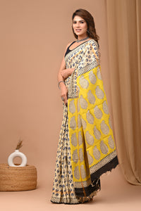 Crafts Moda Exclusive Block Printed Assam Silk Saree