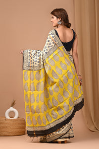 Crafts Moda Exclusive Block Printed Assam Silk Saree