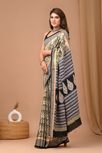 Crafts Moda Exclusive Block Printed Assam Silk Saree