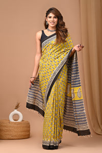 Crafts Moda Exclusive Block Printed Assam Silk Saree