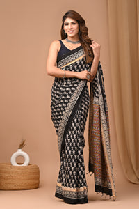 Crafts Moda Exclusive Block Printed Assam Silk Saree