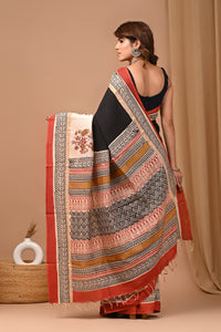 Crafts Moda Beautiful Block Printed Assam Silk Saree