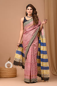 Crafts Moda Beautiful Block Printed Assam Silk Saree