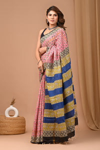 Crafts Moda Beautiful Block Printed Assam Silk Saree