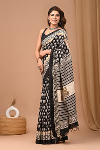 Crafts Moda Beautiful Block Printed Assam Silk Saree