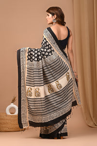 Crafts Moda Beautiful Block Printed Assam Silk Saree