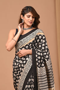 Crafts Moda Beautiful Block Printed Assam Silk Saree