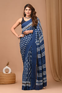 Crafts Moda Beautiful Block Printed Assam Silk Saree