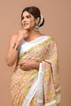 Crafts Moda Printed Cotton Linen Saree With Unstitched Blouse