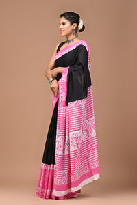 Exclusive Printed Pure Cotton Mulmul Saree With Blouse