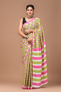 Exclusive Printed Pure Cotton Mulmul Saree With Blouse