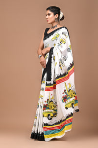 Exclusive Printed Pure Cotton Mulmul Saree With Blouse