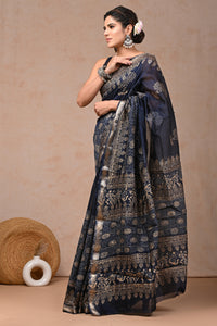 Crafts Moda Exclusive Gold Print Maheshwari Silk Saree