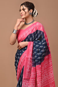 Jaipuri Printed Pure Cotton Mulmul Saree With Blouse