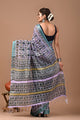 Block Printed Cotton linen Saree With Unstiched Blouse