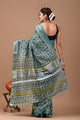 Block Printed Cotton linen Saree With Unstiched Blouse