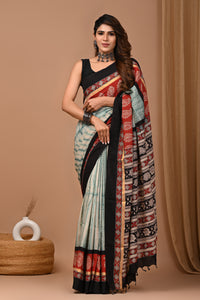 Crafts Moda Beautiful Block Printed Assam Silk Saree