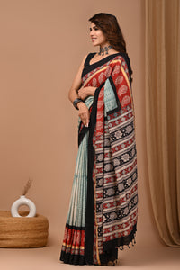 Crafts Moda Beautiful Block Printed Assam Silk Saree