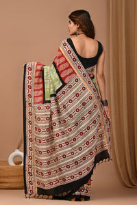 Crafts Moda Beautiful Block Printed Assam Silk Saree