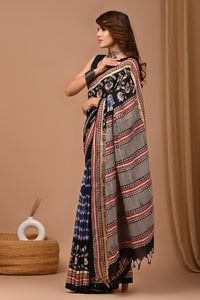 Crafts Moda Beautiful Block Printed Assam Silk Saree