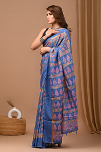 Traditional Indian Block Printed Assam Silk Saree With Blouse