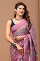 Traditional Indian Block Printed Assam Silk Saree With Blouse